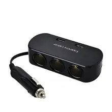 3 Way Dual USB Auto Auto Zigarette Leichter Steckdose Splitter Ladegerät Adapter(China)