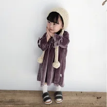 Детские платья для девочек; Новинка года; милые платья принцессы для маленьких девочек; Модные Новые Вечерние платья с милым золотым бархатом для маленьких девочек