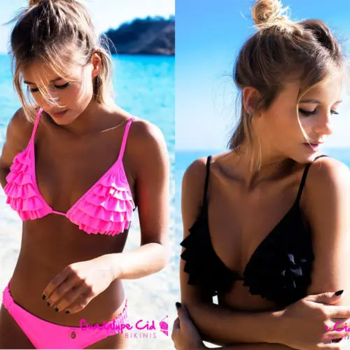 

2019 Women's Sexy Bikini Padded Push-Up Bra Bandage Swimsuit Beachwear Swimwear Bathing Rose And Black