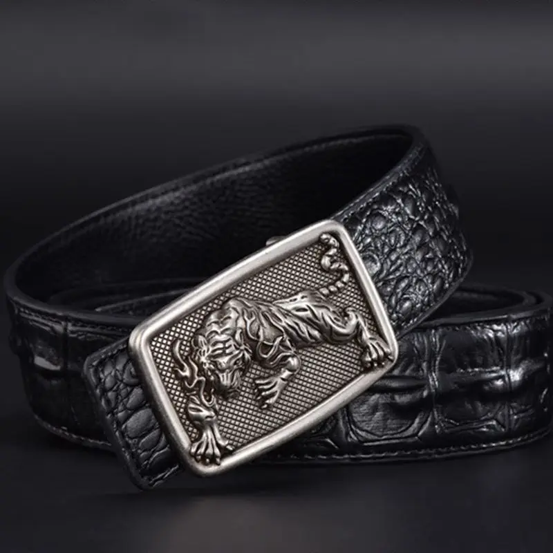 

fashion belt smooth buckle crocodile style waist strap men designer luxury genuine leather belts for women jeans silver hot