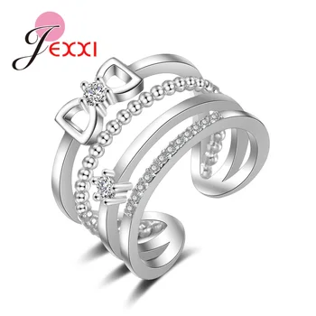 

925 Sterling Silver Open Ring European American Style Novelty Crystal Zircon Ring Jewelry Small Crystal