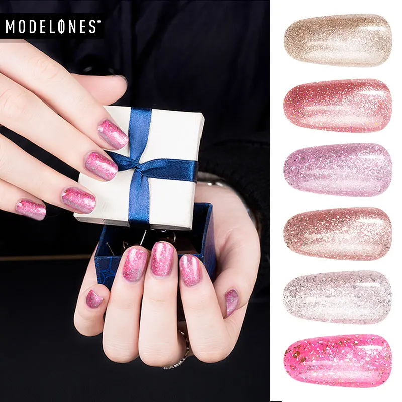 УФ гель для ногтей Modelones Starry Rose Gold блестящий Блестящий светодиодный долговечный