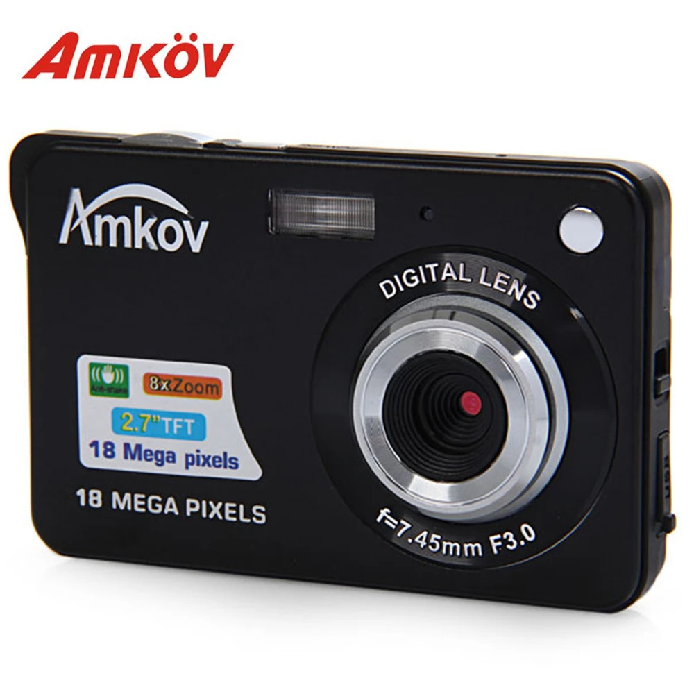 

Amkov CDC3 2.7 Inch Digital Camera TFT HD Screen 18.0MP CMOS 3.0MP Anti-shake 1080P Digital Video Camera with 8X Digital Zoom