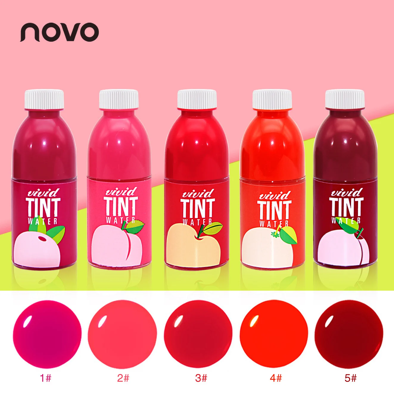

NOVO Brand 5Colors Fruit Stained Lip Gloss Waterproof Long Lasting Non-Stick Cup Makeup Liquid Lipstick Sweet Fruit Red Lip Tint