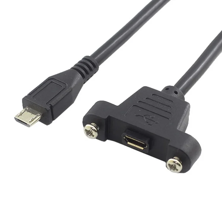 Удлинительный кабель Micro USB 2 0 штекер 30 см 50 с отверстием для крепления на панели