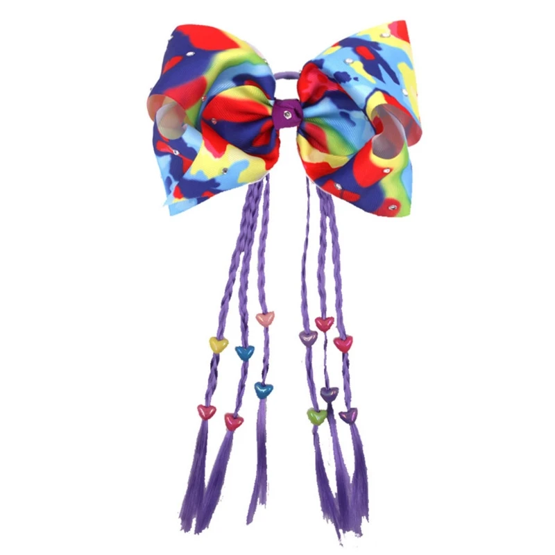 Threaded Ribbon Bow Children's Girls Flash Hair Accessories Colorful Hair Rings