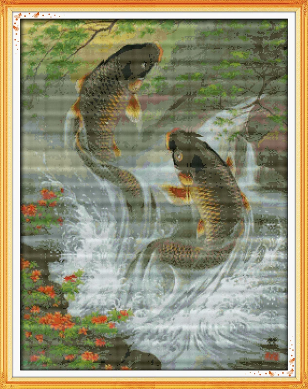 

A big splash cross stitch kit 14ct 11ct pre stamped canvas cross stitching animal lover embroidery DIY handmade needlework