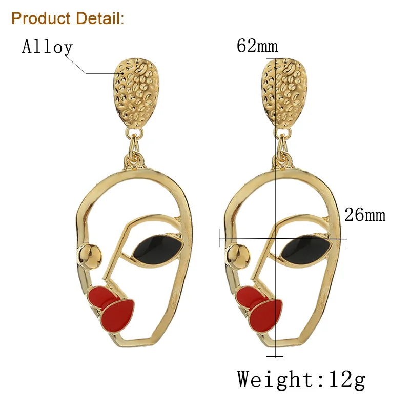 Top Selling Simple Human Face Earring Womens Metal Earrings For Girls
