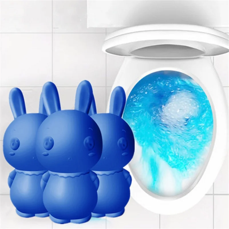

Rabbit Shape Toilet Cleaner Plant Formula Magic Automatic Flush Toilet Cleaner Helper Blue Bubble Cleaning Deodorizes Bathroom