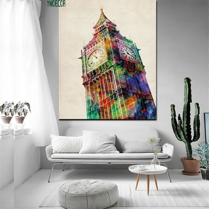 HD Print Abstract Roman Colosseum Coliseum Big Ben Canvas Painting Pop Art Modern Famous Wall Picture For Living Room Cuadros (2)