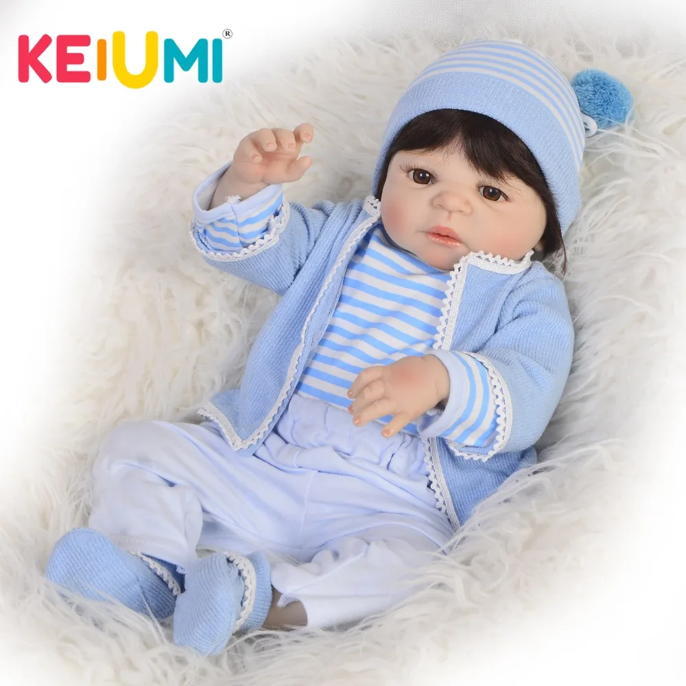 KEIUMI ручной работы 23 дюйма кукла реборн малыш мальчик полный силиконовый корпус