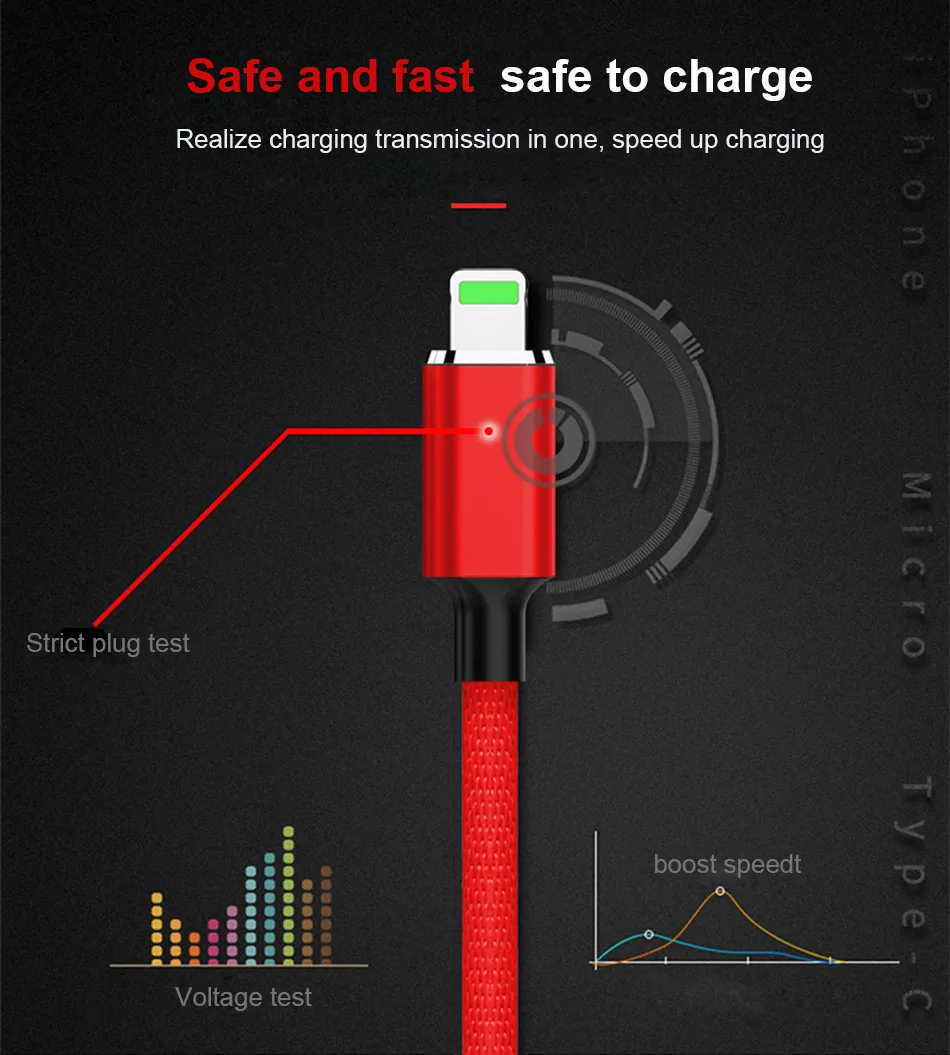 NOHON Lighting Micro USB Type-C 3 in 1 Data Cable For iPhone 7 8 Plus X IOS Samsung Xiaomi LG Phone Fast Charging Cables 1 (3)