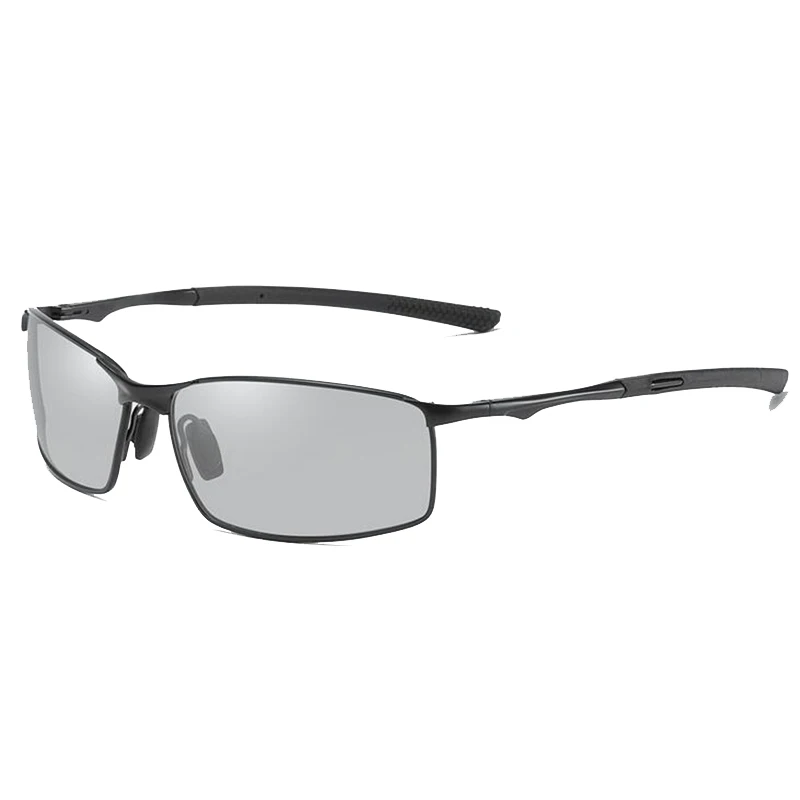 Новинка, Поляризованные, меняющие цвет, фотохромные солнцезащитные очки, мужские очки-хамелеоны, мужские очки для вождения, солнцезащитные очки для рыбалки - Цвет линз: black frame