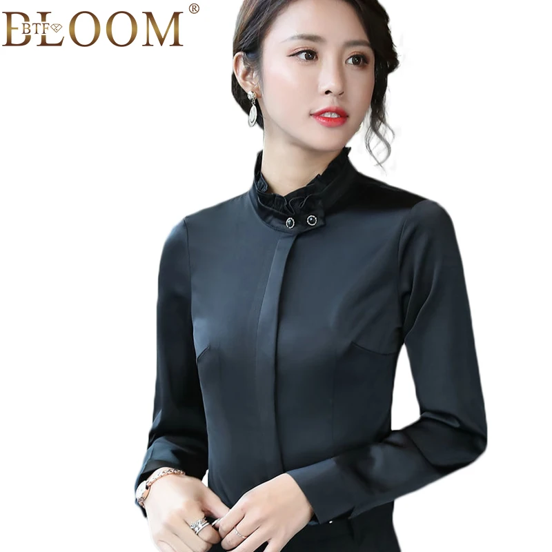 Blusas Spring Summer Turn down Collar Chiffon Blouse Women Long Sleeve