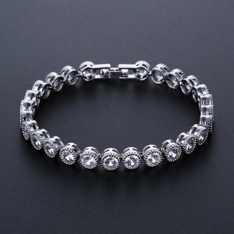 

Hot Selling Round Clear CZ Tennis Bracelets For Women Luxury Cubic Zirconia Crystal Tennis Bracelets For Party Weddeing Jewelry