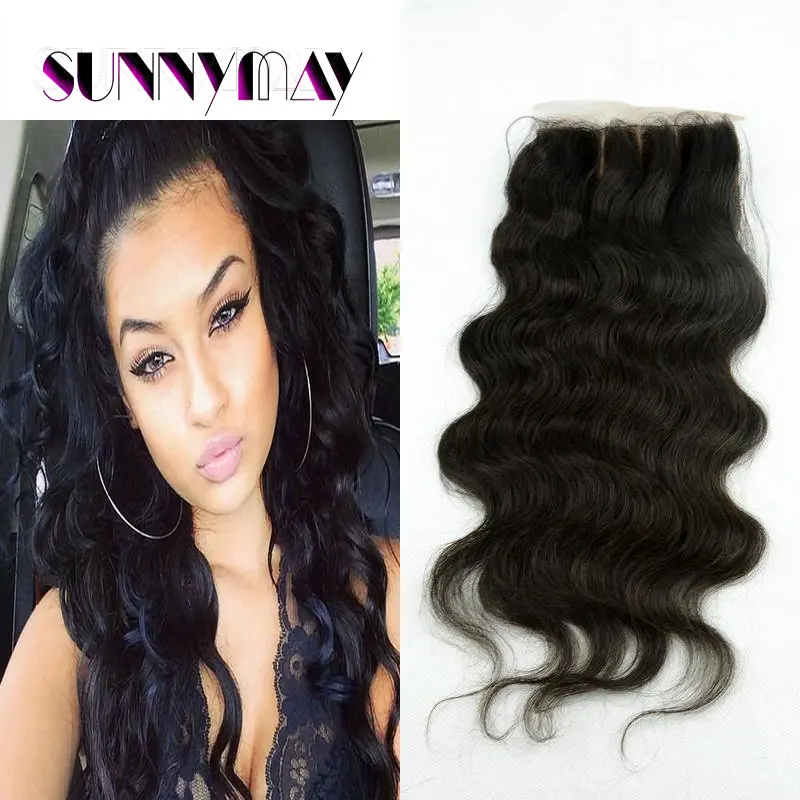 

Sunnyamy Unprocessed Brazilian Virgin Hair Silk Top  Closure 8A Cheaper 4x4 Body Wave Beautiful 3 Part Top Closure