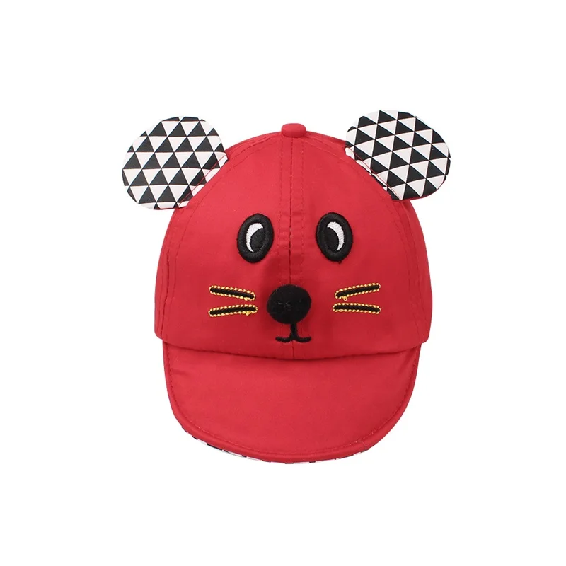 Cartoon Mouse Baby Cap Plaid Fashion Pattern Hat For Girls Cotton Kids Sun Hat Mouse Ears Summer Baby Cap Baby Boys Clothing (11)