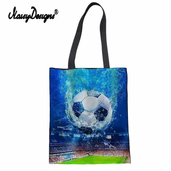 

NoisyDesigns Men Kids Footballer Bag Reusable Cotton Grocery Shopping Bag Women Handbags Canvas Tote bags Webshop Eco Foldable