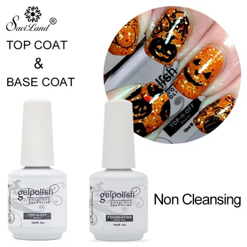 

Saviland 15ml Base Coat + Top Coat Set Gel Polish Gel Nail Polish Soak Off Nail Varnish Set for Nails UV Lamp Nail GelLacquer
