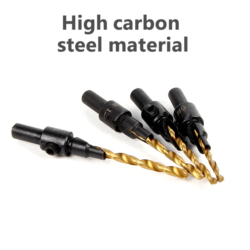 5pcs HSS Countersink Drill Cone Bit Set Quick Change Hex Shank For Woodworking Screw Carpentry Reamer Chamfer Milling