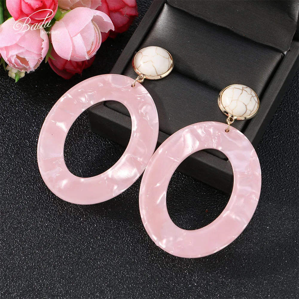 

Badu Big Bohemian Acetic Acid Earring Round Acrylic Dangle Drop Earrings for Women Holiday Fashion Jewelry Wholesale