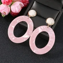 Badu Big Bohemian Acetic Acid Earring Round Acrylic Dangle Drop Earrings for Women Holiday Fashion Jewelry Wholesale badu wooden pattern acrylic earrings large geometry drops big dangle earrings hollowing acetic acid vintage fashion jewelry