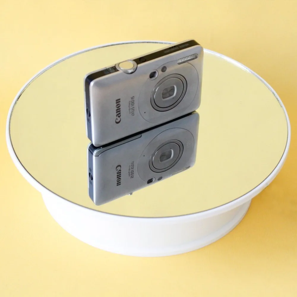 8 inches Mirror Top Battery / Adapter Power Rotating Rotary Display Stand Turntable - Include Ac Plug (Double Power)