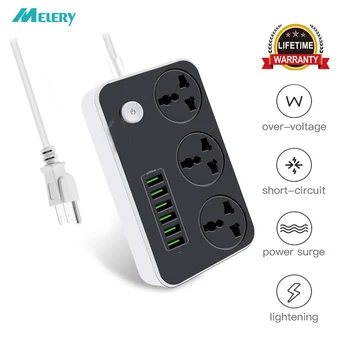 

Power Strip 3 AC Universal Outlets Plug Socket with USB Charging Station Surge Protector 6.5ft Extension Cord Circuit Breaker