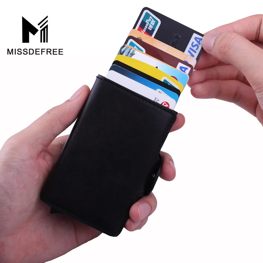 الأعمال ضئيلة محفظة بو الجلود الألومنيوم طبقة مزدوجة حامل بطاقة التلقائي المنبثقة ID بطاقة الائتمان محفظة نسائية للعملات المعدنية RFID حجب الأعمال ضئيلة محفظة بو الجلود الألومنيوم طبقة مزدوجة حامل بطاقة التلقائي المنبثقة ID بطاقة الائتمان محفظة نسائية للعملات المعدنية RFID حجب