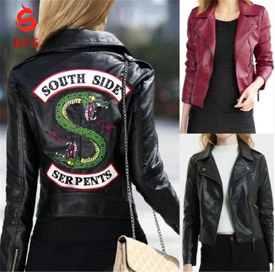 

2019 New Spring Riverdale jackets Women Riverdale Southside Serpent Zipper PU Jacket Girls Coats Slim fit Jacket Outwear Clothes