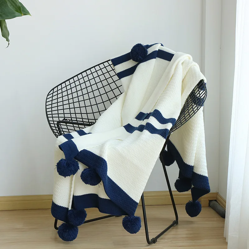 Casual Europe Striped Knitted Throw Blankets for Beds koc narzuta Bed