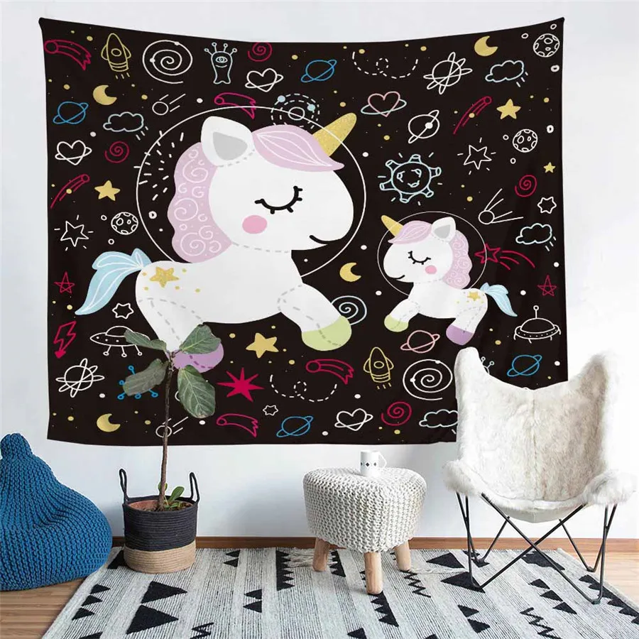 

HELENGILI Home Furnishing Unicorn Tapestry Wall Hanging Sandy Beach Picnic Throw Rug Blanket Camping Tent Sleeping Pad #DJS-3