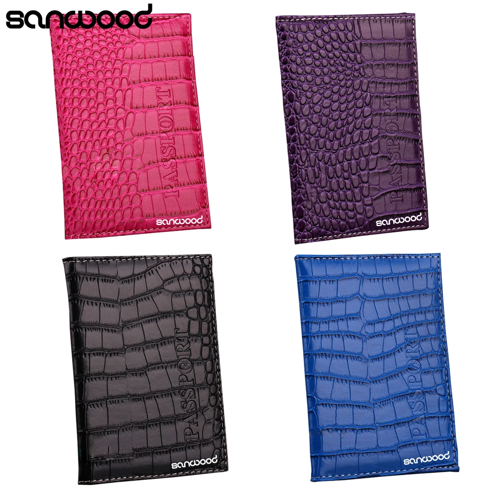 Alligator Embossing Faux Leather Passport Holder ID Card Ticket