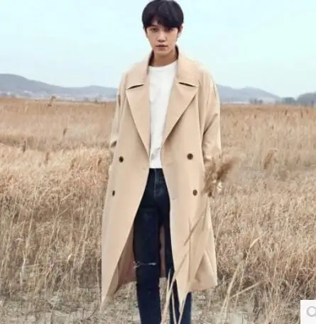 S-6XL ! 2017 New Men's clothing male plus long trench coat fashion Europe America loose outerwear raglan plus size overcoat