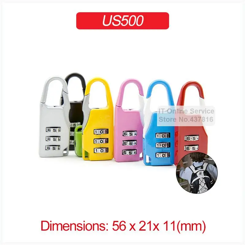 1pcs 3 Digit Combination Antitheft Password Padlock Zinc Alloy Backpacks Zipper Bags Padlock