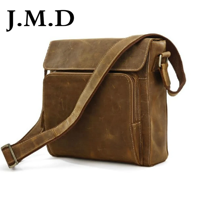 

J.M.D 100% Excellent Genuine Leather Handbags Classic Vintage Crazy Horse Leather Men's Messenger Bags Shoulder bag 7051