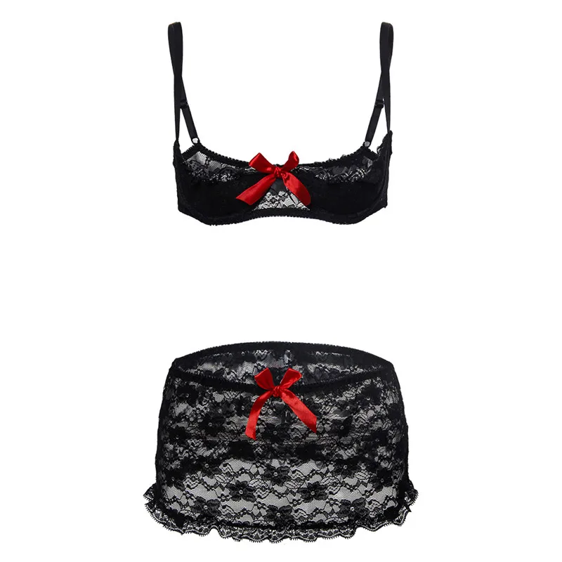 2018 New Sexy Lingerie Hot Erotic Lace Babydoll Pajamas Exotic Open Bra Underwear Suit Open Cup Bra+Garter+Skirt With Steel Ring 2018 New Sexy Lingerie Hot Erotic Lace Babydoll Pajamas Exotic Open Bra Underwear Suit Open Cup Bra+Garter+Skirt With Steel Ring