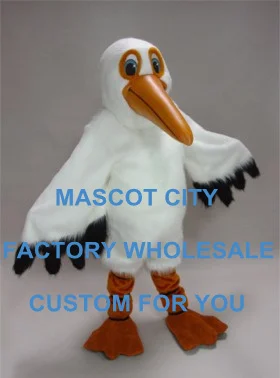 

Deluxe Water Bird Mascot White Paulie Pelican Mascot Costume Adult Size Cartoon Character Outfit Suit Fancy Dress SW825