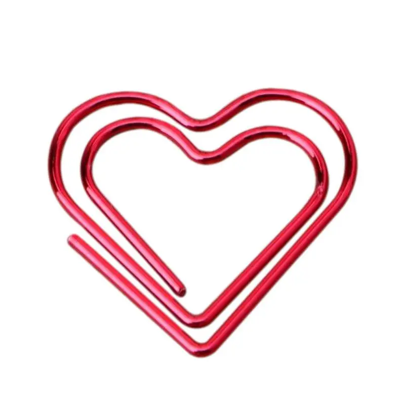 

12Pcs Creative Love Heart Metal paper clip Strong Grip Colored File Binder