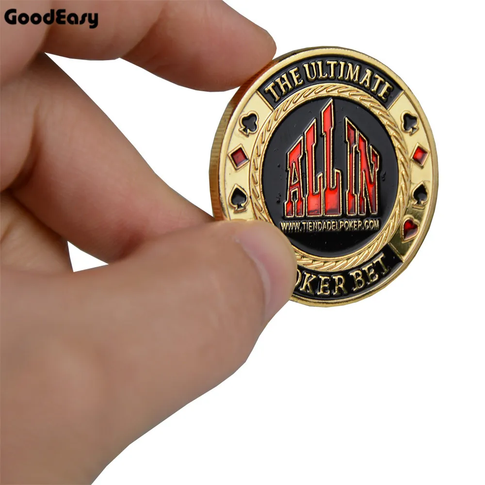 

1pc Poker Card Guard Protector Metal Token Coin with Plastic Cover Metal Poker Chip set Texas Hold'em Pokerstars ALL IN Button
