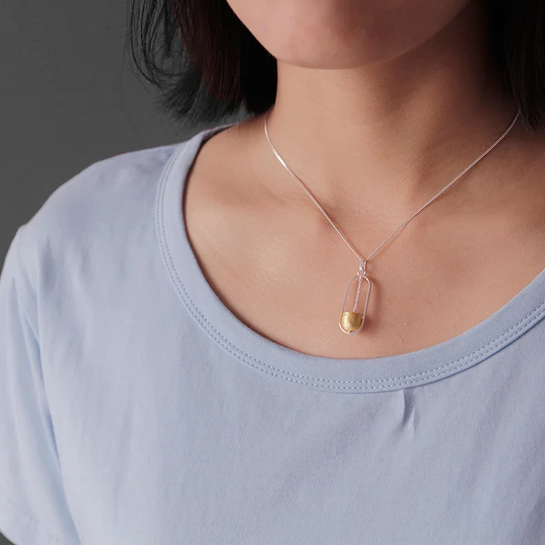 

Acecare Hot silver 925 necklace fashion necklaces 2019 without chain ladies personality swing simple Sterling Silver Necklace