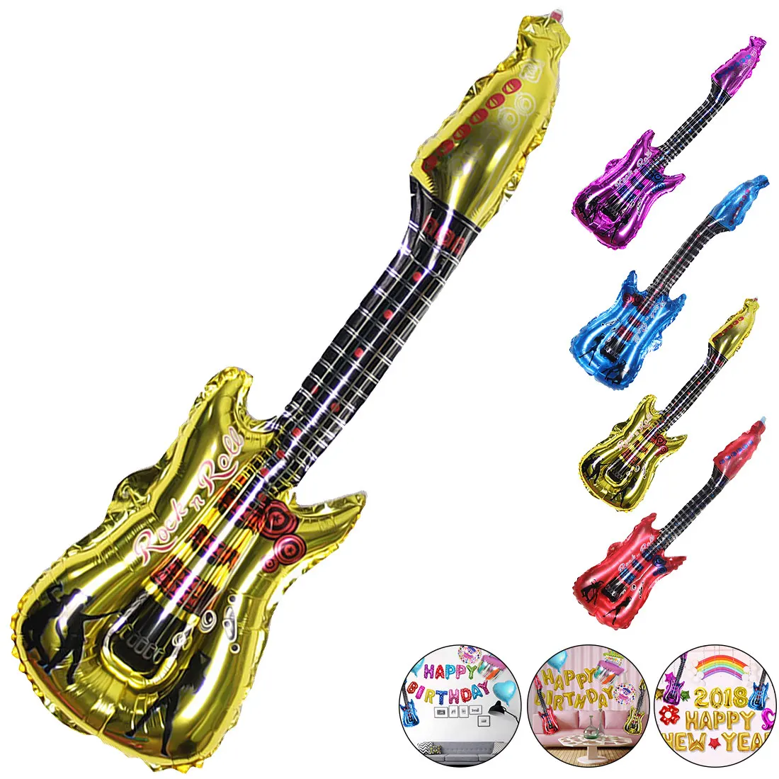 

Party supplies balloons 4 Colors 1pc 85x30cm cartoon guitar balloons inflatable air globo kids toys birthday ballon classic toys