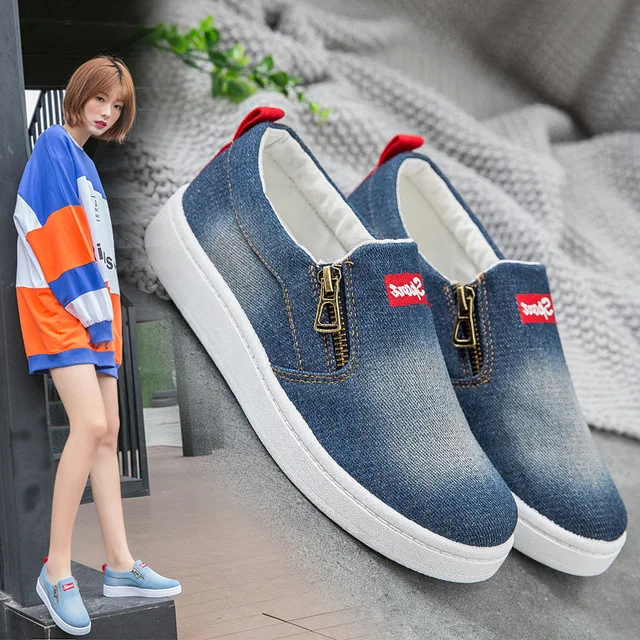 

Denim Shoes Woman Outdoor Sport Skateboarding Shoes ERC Material Rubber Support Smart Sneaker for Women Canvas Shoes