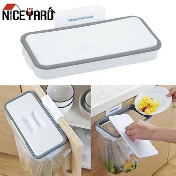 

Kitchen Garbage Bag Holder Cupboard Door Back Hanging Storage Racks Trash Rack with Lid Garbage Bag Holder Kitchen Accessories