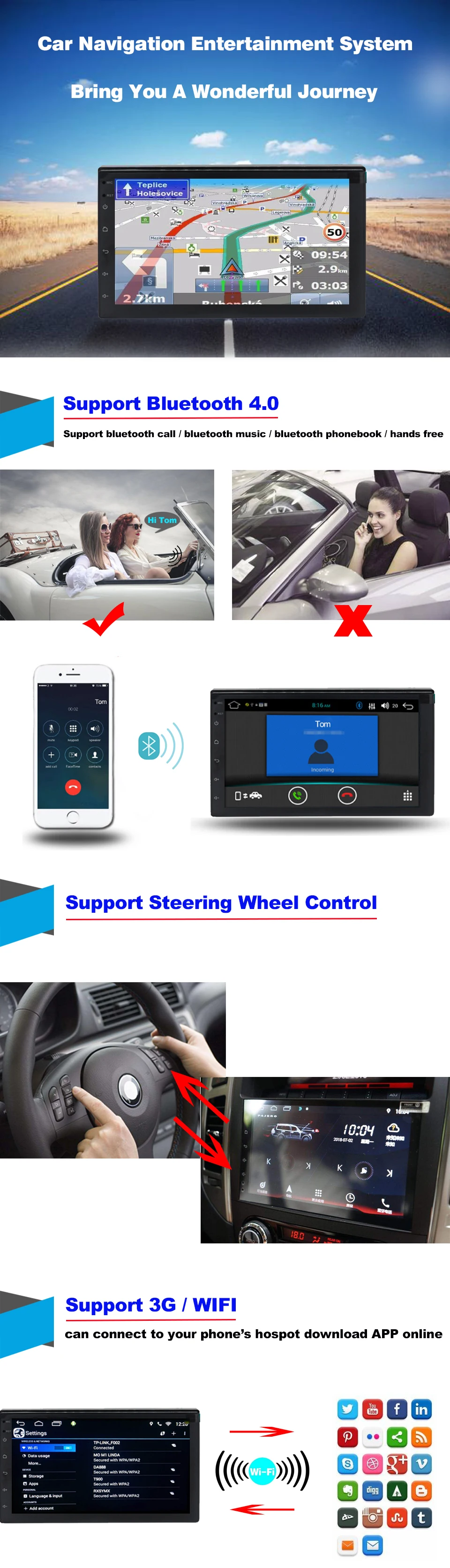 Top IDOICT  Android 8.1 Car DVD Player GPS Navigation Multimedia For Ford Focus Radio 2005-2011 car stereo bluetooth 0