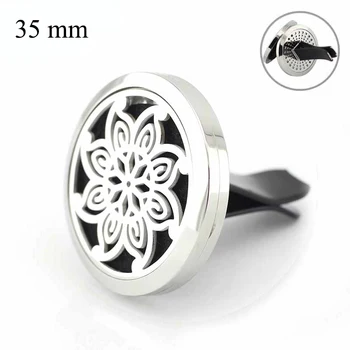 

35mm New Design Stainless Steel flower design gift for her car essential oil aroma diffuser perfume locket vent clip