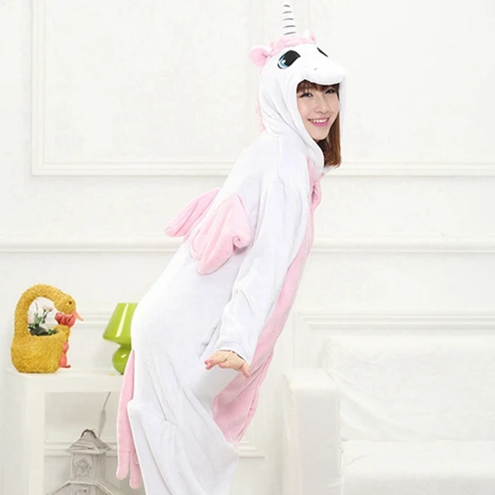 Для мужчин Для женщин Lover Onesie Пижама с капюшоном в виде животных Стич Пикачу единорога панда с человеком-пауком Пижама унисекс для взрослых - Цвет: Unicorn Pink