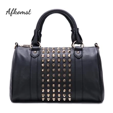 Женская сумка женские ПУ заклепки Наплечные сумки высокой емкости черный мешок основной torebki damskie bolsas feminina дизайнерские сумки VK1317