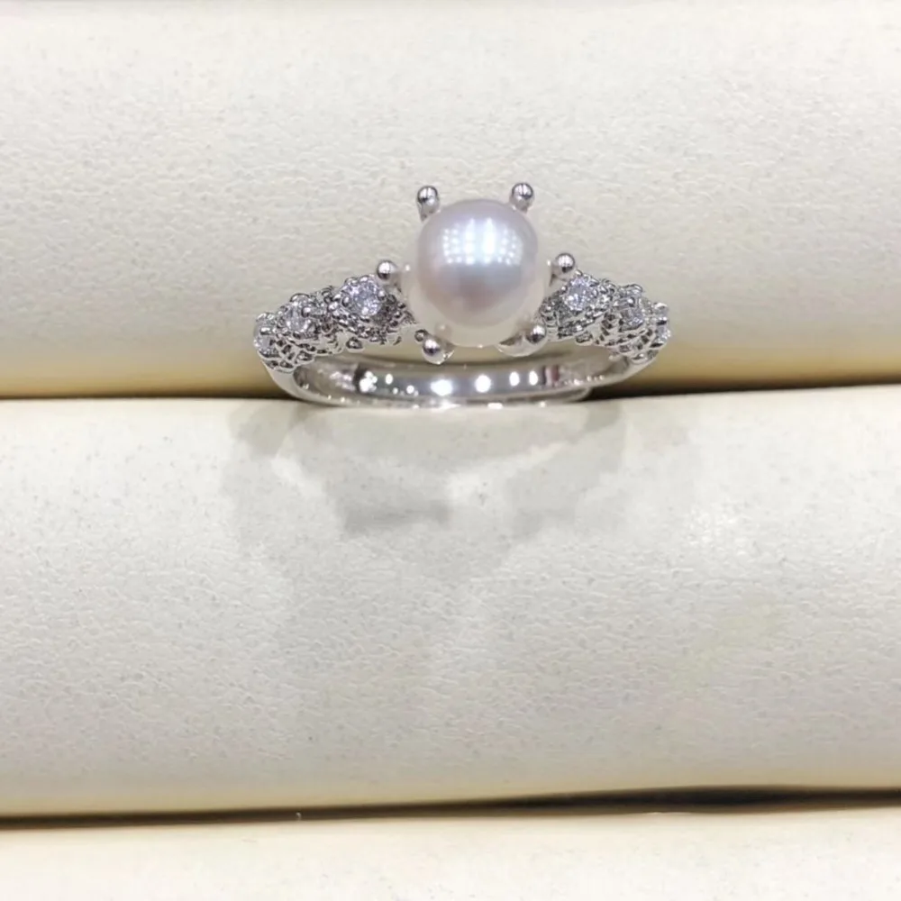 

Pearl Ring Findings, Adjustable Ring Jewelry Parts Fittings Charm Silver Accessories for Freshwater Akoya Pearls Beads Stones