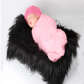 

Newborn Baby Handmade Infant Faux Fur Photography Props Unisex Casual Blankets Background